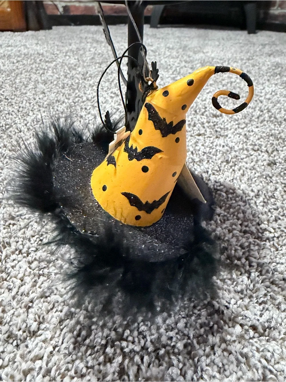 Vintage pier one Yellowish / orange Bat Witch Hat ornament